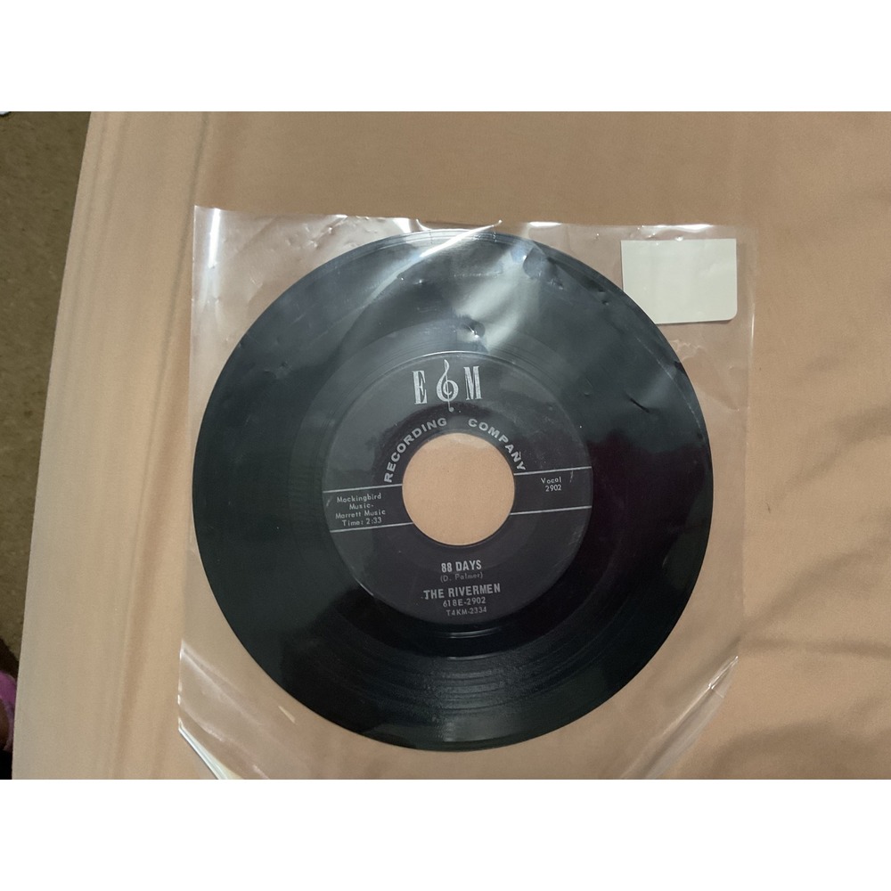 E&M Recording Company Vinyl 45 The Rivermen 88 Days Black Excellent 7in Single